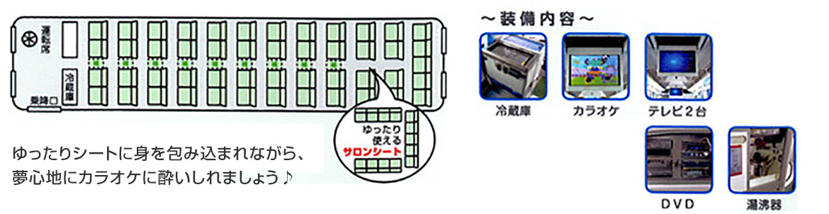 56人のり　大型貸切観光バス　　（正座席49＋補助席7／高速区分：特大車）